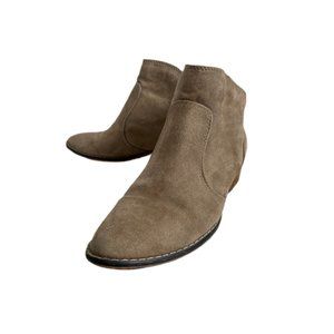 Madden Girl Brownie Women’s Size 7M Ankle Booties Boots Tan Faux Suede Rear Zip